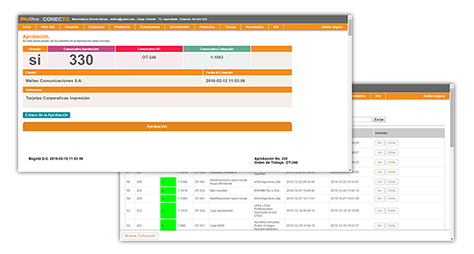 pantalla de aprobaciones en conecto business intelligence